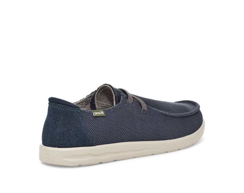 Sanuk Shaka Mesh No Tie Men's Sidewalk Surfers Navy | Canada 289PJJ